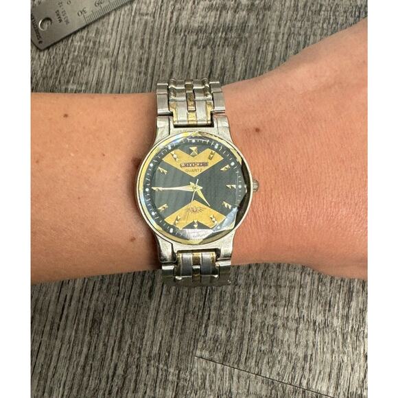 Rare Vintage Citizen Gold And Black Dial Watch Men’s Lot Of Two Embossed Glass - Picture 11 of 16